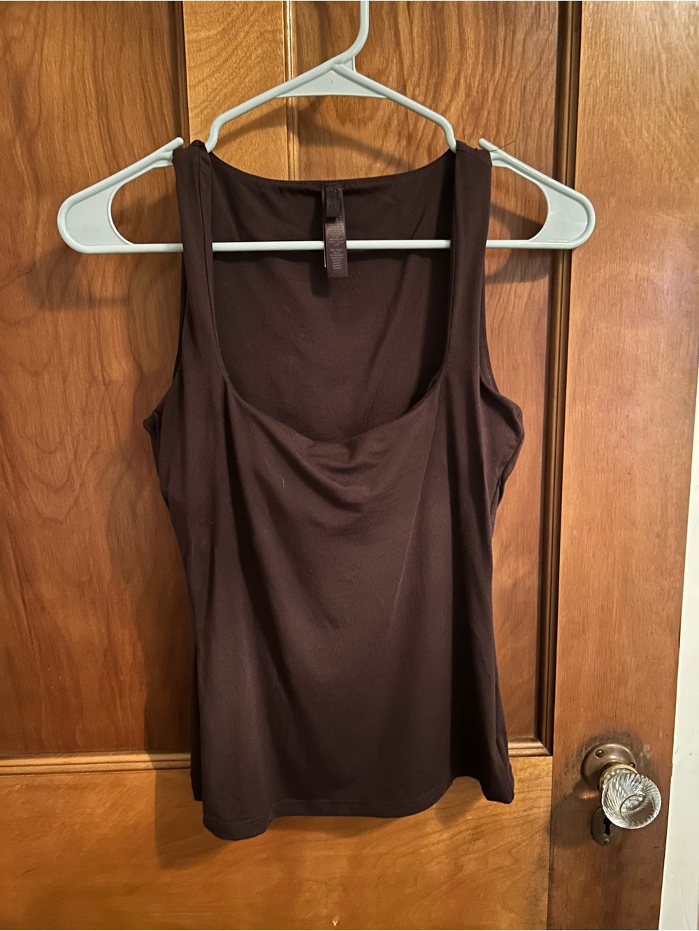 Skims Brown Square Neck Tank Top with built in bra